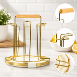 Wooden Handle Cup Holder Stand, Nordic Style Coffee Mug Holder, Kitchen Mug Display Holder, Modern Kitchen Glass Cup Rack