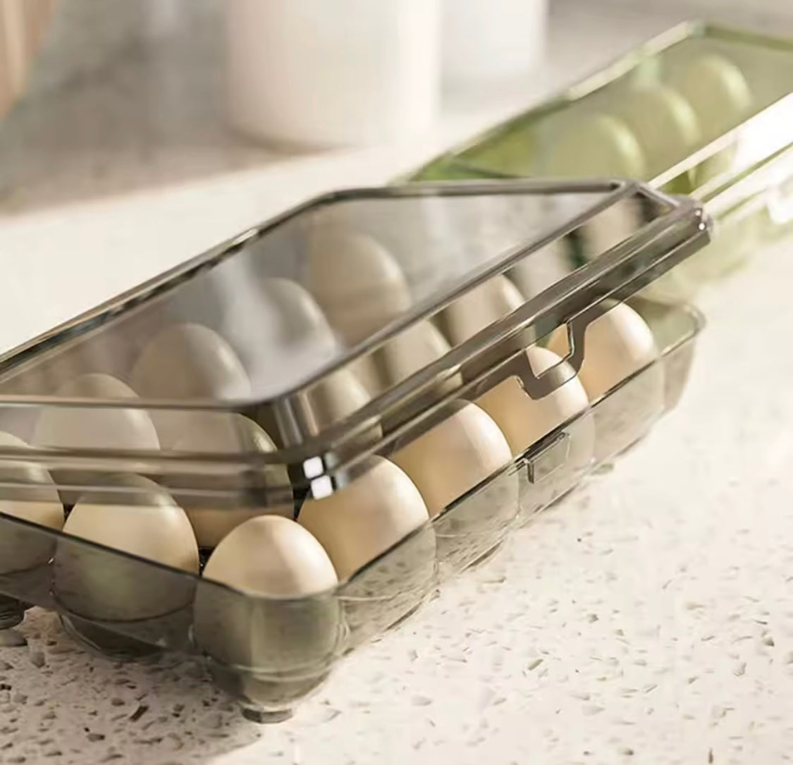 15 Grids Egg Storage Box, Refrigerator Egg Organizer, Egg Storage Tray, Portable Eggs Dispenser