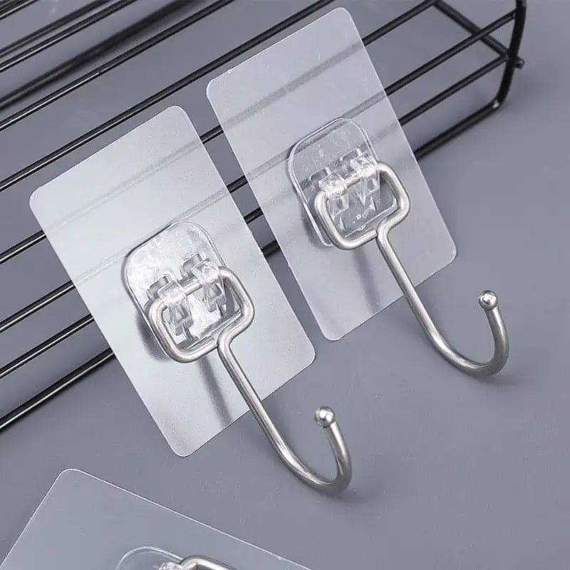 Set of 10 Rotatable Sticky Hanger, Transparent Wall Hooks, Strong Self Adhesive Anti-slip Hook, Punch Free No Trace Storage Hangers For Home Kitchen Bathroom, Multipurpose Wall Hanger, Load Bearing Sticky Hooks