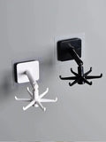 360 Degree Rotating Kitchen Hook Rack – No Drill Six Claw Wall Mounted Hanger