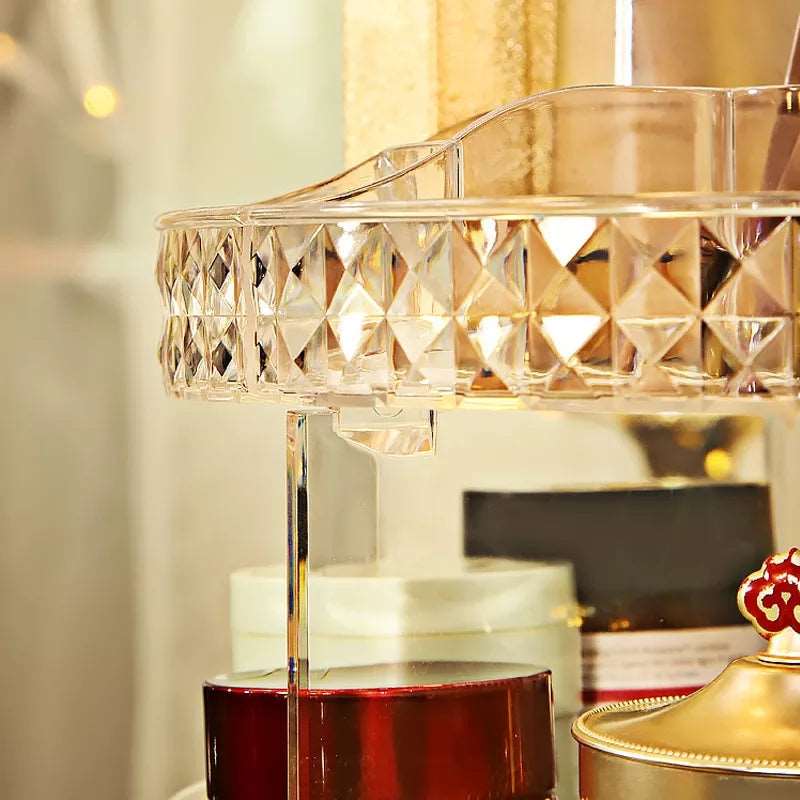 360° Rotating Acrylic Makeup Organizer Stand – Multi-Layer Cosmetic Storage