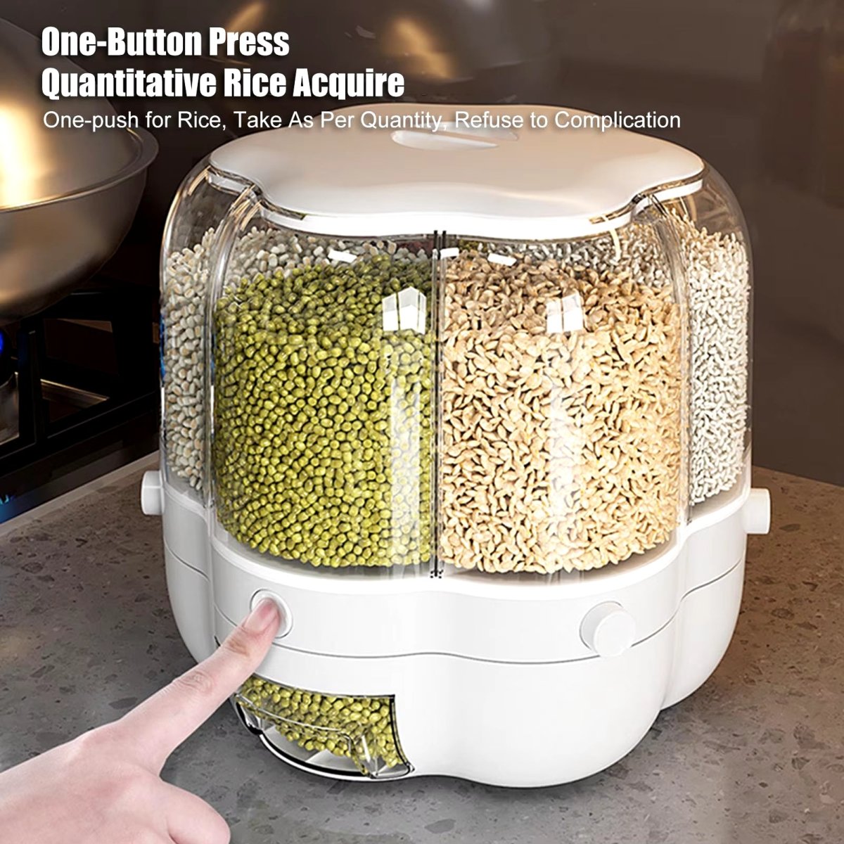 360° Rotating Grain & Cereal Dispenser – Kitchen Storage Organizer