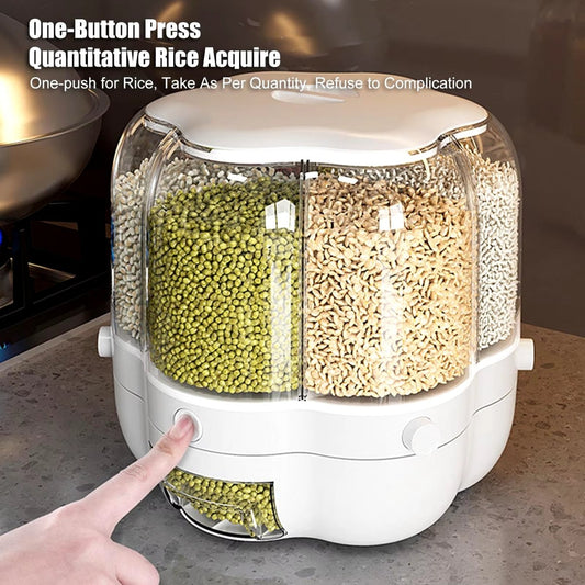 360° Rotating Grain & Cereal Dispenser – Kitchen Storage Organizer