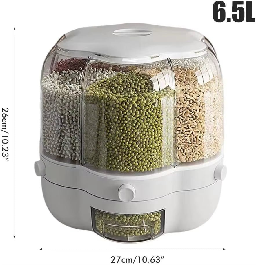360° Rotating Grain & Cereal Dispenser – Kitchen Storage Organizer