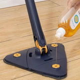 360° Rotating Triangular Mop | Corner Cleaning Flat Mop with Long Handle