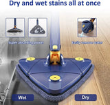 360° Rotating Triangular Mop | Corner Cleaning Flat Mop with Long Handle
