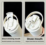 Fashion Large Capacity Insulated Cup, Car Handheld Water Thermos, Portable Stainless Steel Gym Water Bottle