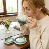 Gradient Ceramic Cup With Sausar And Spoon, 1Pc Home Exquisite Coffee Cup With Saucer
