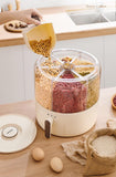 360° Rotating Grain Dispenser, Multi Grain Dispenser Bucket, Moisture Proof Cuisine Organizer, Rotary Partition Sealed Jar, Measuring Container Kitchen Grains Rice Storage Bucket Food Organizer