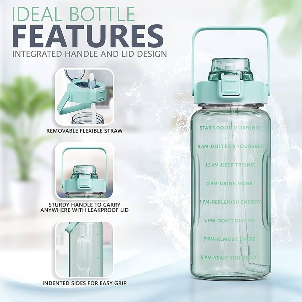 Pack Of 3 Transparent  Motivational Water Bottle, Large Capacity Water Bottle, Sports Water Bottle, Transparent Refillable Leakproof Water Bottle