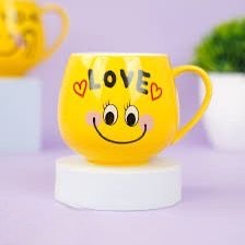 Emoji Ceramic Coffee Mug, Kids Emoji Mug with Lid