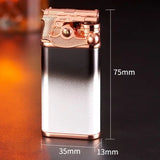 Gun Dual Flame Lighter, Rocker Arm Shape Lighter, Metal Inflatable Double Fire Lighter, Windproof Jet Turbo Lighter, Metal Double Flame Lighter, Open Fire Conversion Lighter, Creative Double Fire Flame Lighter, Butane Cigarette Lighter
