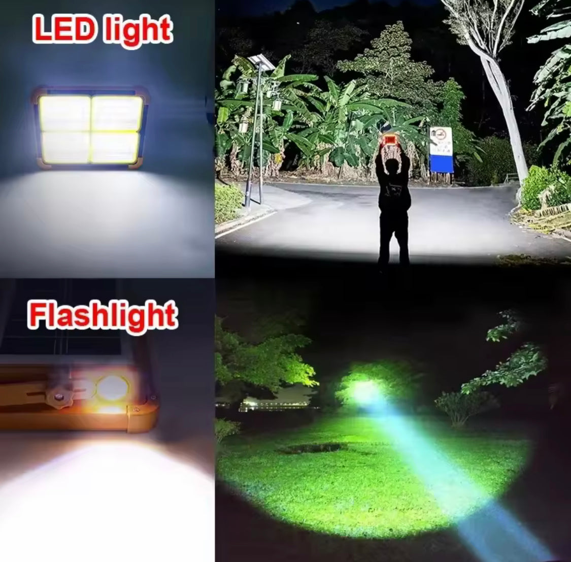 Rechargeable Outdoor LED Solar Floodlight, 500W Spotlight With Mobile Charging Pot, Camping Solar Light, Emergency Lamps Work Light, Handheld Flashlight Outdoor Tent Camping Lamp