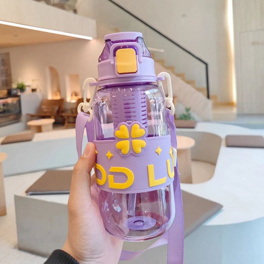 1L Student Summer Water Bottle, Fashion Plastic Bottle with Straw, Outdoor Sport with Tea Separator for Kids, 900ml Beverages Dispenser, Portable Drinking Water Bottle, Portable Drink Bottle For Outdoor, Kids Water Sippy Cup