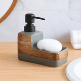 2 In 1 Ceramic Soap Dispenser with Sponge Holder, Elegant Countertop Soap Dispenser Set, Kitchen And Bathroom Soap Pump Organizer