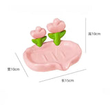 Tulip Shaped Floral Soap Box, Bathroom Decor Soap Holder With Drain Holes, Bathroom Kitchen Sink Countertop Soap Box