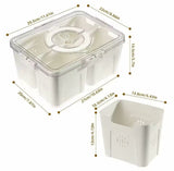 Acrylic 4 Grid Vegetable Storage Box With Handle, Transparent Refrigerator Box, Multi Compartments Fruit Storage Container
