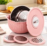 4 In 1 Colander With Lid Set, Rotatable Strainer With Bowl, Multipurpose Mixing And Strainer Set, Multipurpose Grater Colander Basket