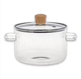 Durable Cooking Glass Pot With Lid, Dual Handles Glass Simmer Pot, Heat Resistant Transparent Cookware, Kitchen Cooking Tool