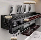 Wall Mounted Spice And Utensil Rack, Double Layer Kitchen Rack, Kitchen Organizer Rack, Spice Organizer Shelf, Kitchen Knife Holder