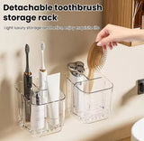 3 Slots Toothbrush Holder With Drain Tray, Removable Divider Wall Mounted Bathroom Organizer, Multifunctional Bathroom Storage Holder, Space Saving Bathroom Accessories