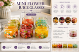 Set Of 3 Luxury Mini Flower Juice Glass, Decorative Floral Glass Tumbler Set, Premium Mini Floral Glass Cup Set