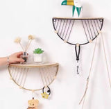 D Shape Wall Mounted Storage Shelf, Creative Wall Mounted Rack, Wall Mounted Iron Wood Floating Shelf, Decorative Hanging Display For Ornaments