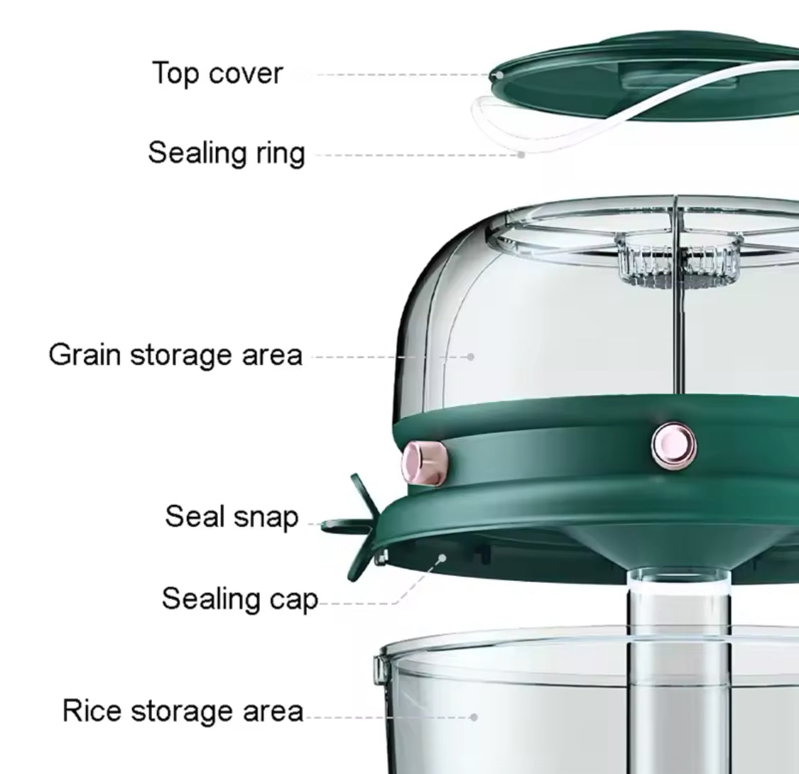 9KG Rotating Sealed Storage Box, Separated Sealed Rice Dispenser, Kitchen Accessories