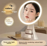 Smart Touch Makeup Mirror With Drawer, LED Light Makeup Storage Box, Jewelry And Cosmetic Display Case With LED Light Mirror, Portable Makeup Organizer