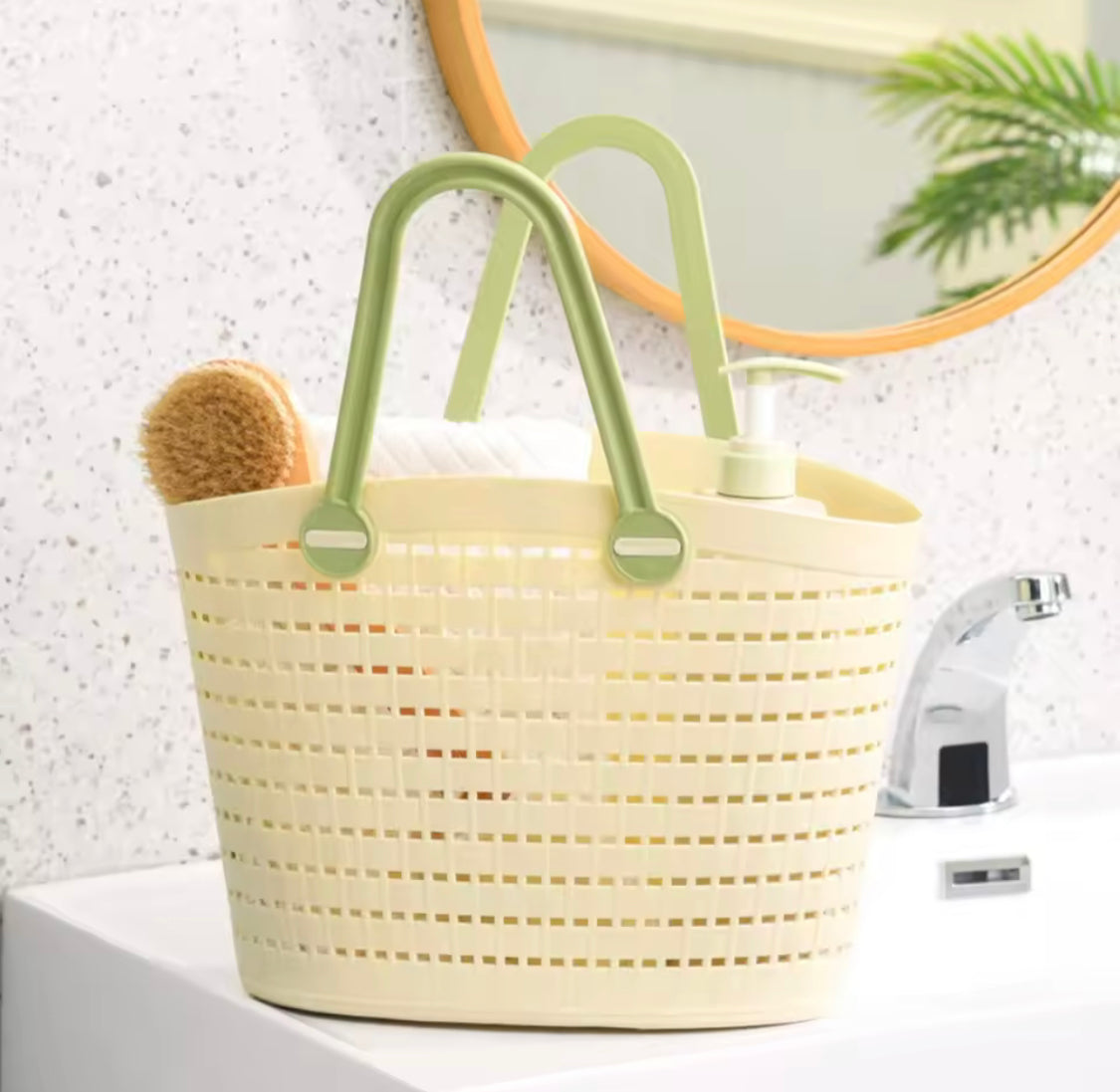 Portable Handheld Picnic Basket, Handheld Kitchen  Grocery Basket, Multipurpose Laundry Basket, Creative Hollow Out Shower Basket