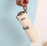 Portable Sports Water Bottle With Flip Lid, Large Capacity Handheld Student Insulated Mug, Stainless Steel Insulated Water Mug