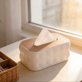 Premium Decorative Tissue Holder, Solid Square Shape Tissue Box, Napkin Holder With Wooden Lid, Office Desk Tissue Organizer