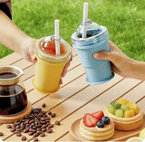 2 In 1 Collapsible Silicone Ice Ball Cup, Reusable Portable Ice Sphere Mold with Straw Lid, Portable Ice Ball Cup