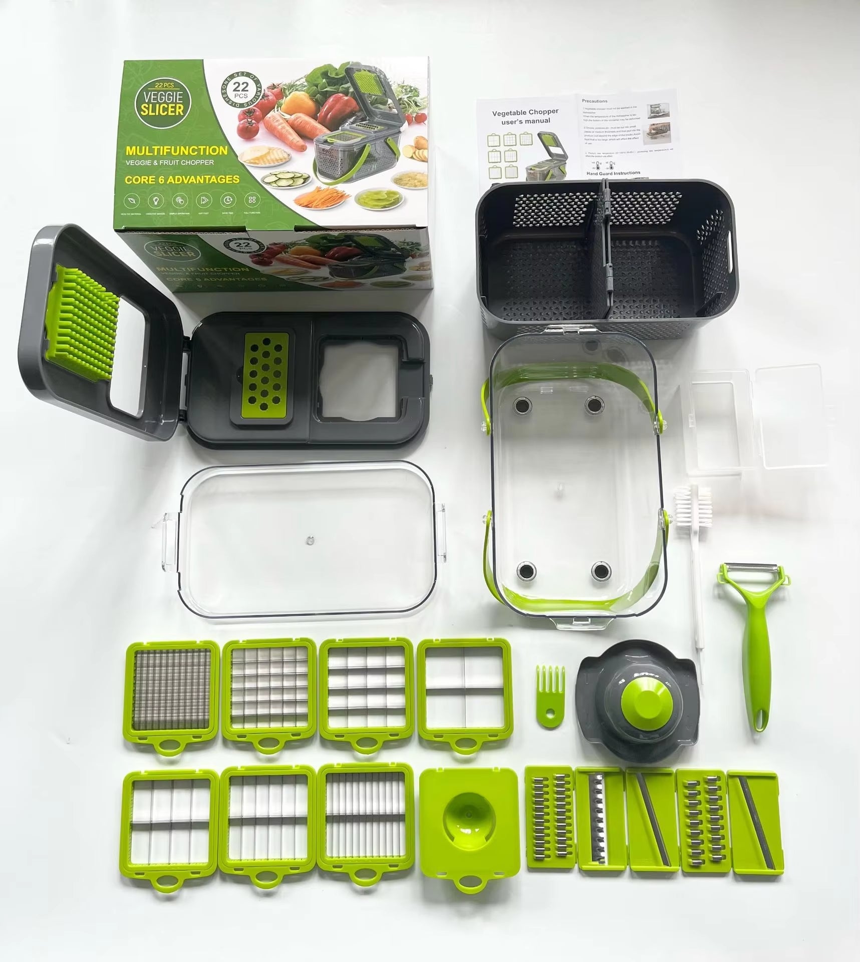 22-in-1 Vegetable Slicer & Chopper – Multifunction Cutter with 13 Blades