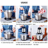 3L Food Processor – Stainless Steel Kitchen Mixer & Chopper