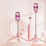 Gimbal Selfie Stick, Tripod Selfie Sticks Holder Metal Stable Bluetooth RC Shooting Beauty Selfie Stick, Stabilizer Selfie Stick Tripod with Fill Light,  Retractable Tripod Phone Stand With Light, 360° Rotating Photography Live Streaming Devices