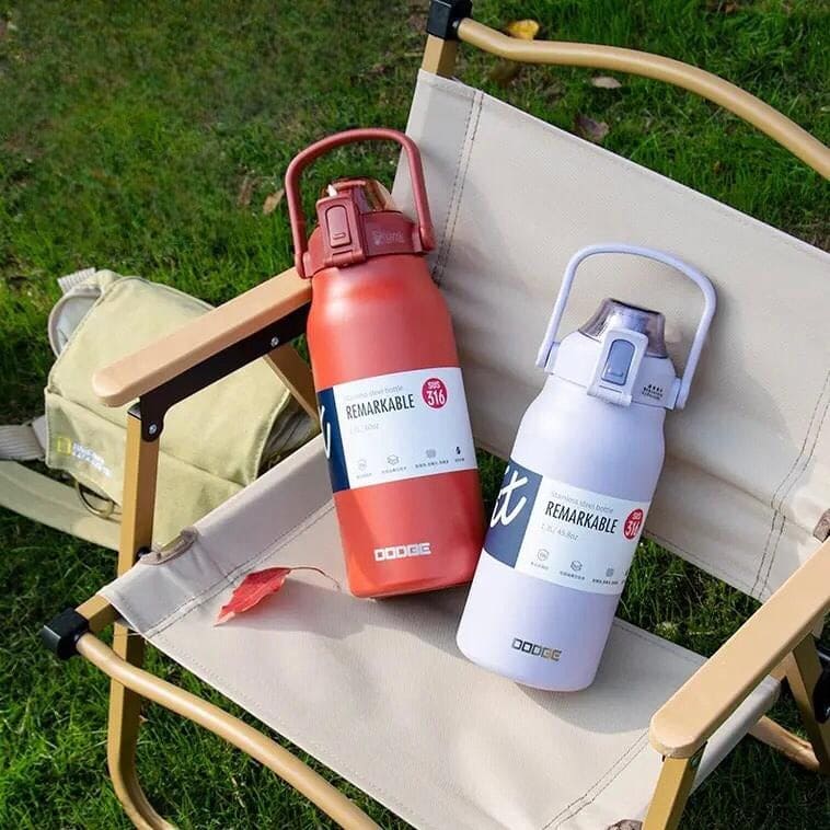 Large Belly Thermal Thermos, Portable High Capacity Vacuum Sport Thermal Bottle, Double Wall Stainless Steel Vacuum Water Bottle, Vacuum Insulated Beverage Container For Outdoor