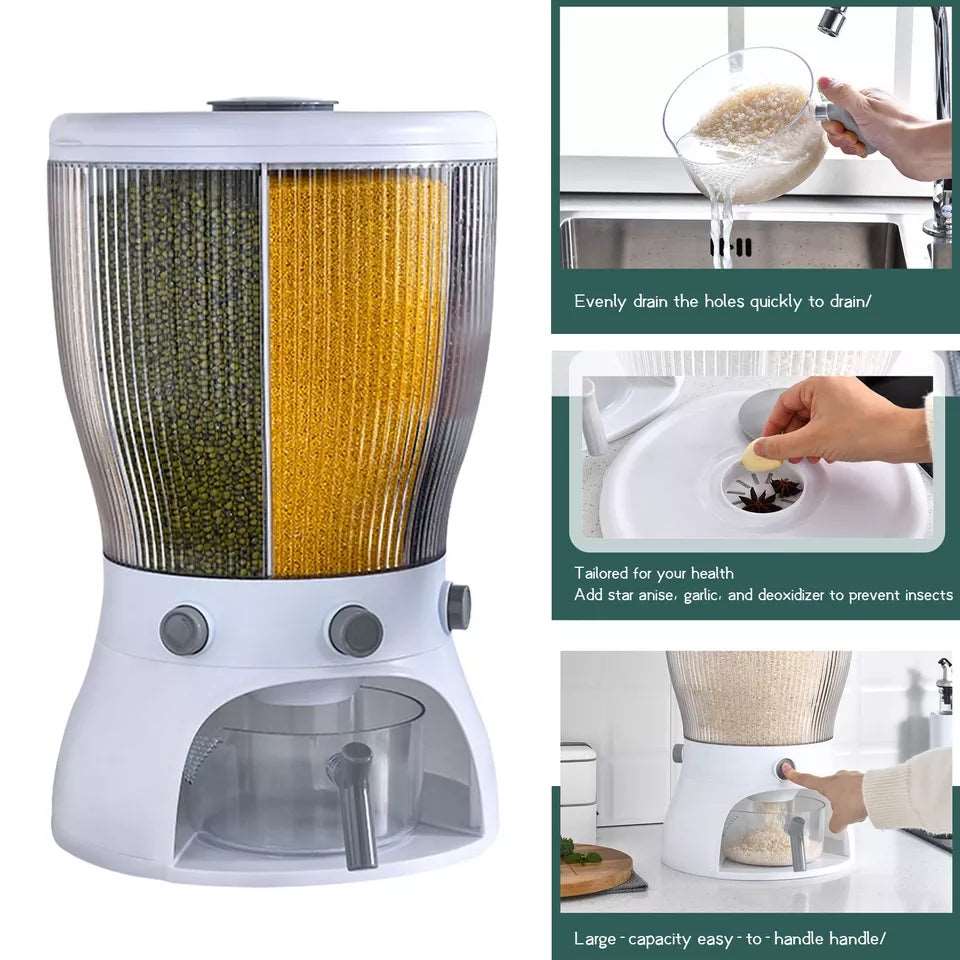 4 Part Rotating Cereal Dispenser | Multi‑Grain Kitchen Storage Organizer