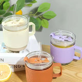 400ml Anti-Scald Coffee Mug with Straw | Mini Insulated Glass Cup for Hot & Cold