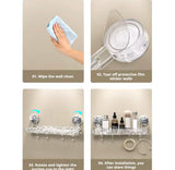 Suction Cup Bathroom Shelf, Wall Mounted Bathroom Storage Organizer, Transparent Bathroom Storage Rack