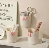 Wall Mounted Kawaii Bow Pen Holder, Wall Hanging Pencil Case, Large Capacity pen Container