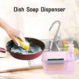 Press Cleaning Liquid Container, Soap Dispenser With Sponge Holder, Kitchen Liquid Dispenser Press Box, Press Soap Outlet Box Sponge Dispenser, 800ml Manual Sink Dish Washing Soap Dispenser, 2 in 1 Design For Kitchen