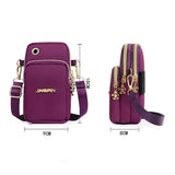Mobile Wallet Bag, Women Fashion Women Cross Body Bag, 3 Layer Mobile Pouch With Headphone Plug, Casual Waterproof Nylon Crossbody Bag, Small Cell Phone Handbag, Purse Sports Pouch Bag, Universal Mobile Phone Bag