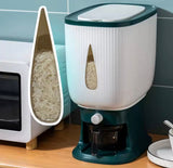 10KG Cereal Dispenser Bucket with Measuring Cup, Moisture Proof Rice Dispenser,