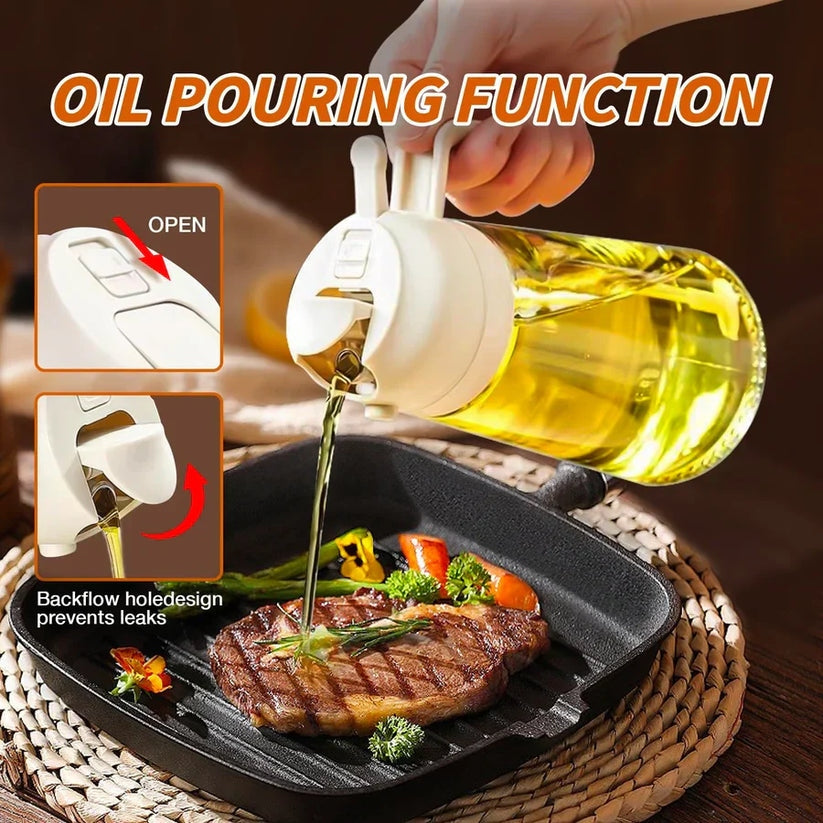 2-in-1 Glass Oil Dispenser and Sprayer – Kitchen Cooking Bottle