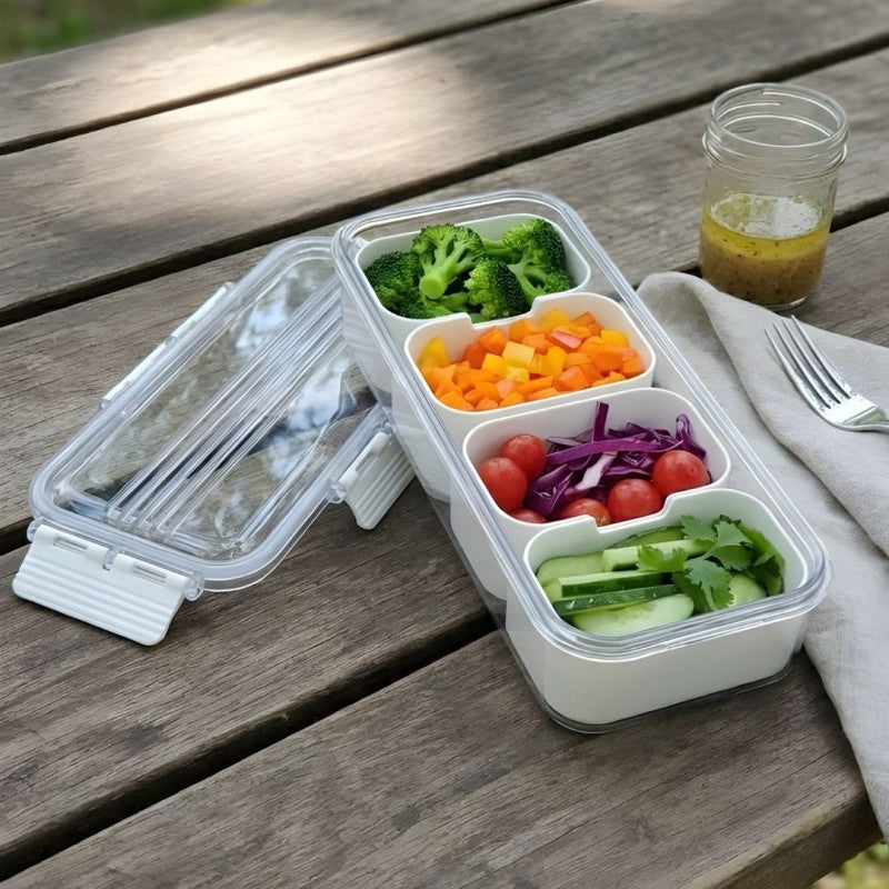 4 Grid Refrigerator Storage Box, Transparent  Food Storage Box, Fruit  And Vegetable Storage Box