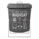 Collapsible Laundry Hamper Basket with Iron X Frame, Folding Washing Clothes Storage Basket, Waterproof Storage Hamper Organizer
