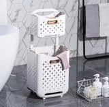 Large Capacity 2 Layers Durable Clothes Basket, Children Clothes Toys Book Storage Organizer, Foldable Laundry Basket, Multifunctional Storage Dirty Clothes Basket