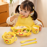Cute Chick Kids Dinnerware Set, Baby Chick Feeding Bowl & Plate Set, Cute Cartoon Self Feeding Plate for Kids, Kids Divided Plate & Cup Set