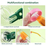 5 In 1 Cup Cleaning Brush, Multifunctional Long Handle Cup Wash Brush, Portable Clean Up Water Bottles Brush, Silicone Cup Cleaning Brush, Bottle Cleaning Brush Kit, Insulation Cleaning Brush, Ergonomic Grip Cup Brush, Groove Cleaning Brush